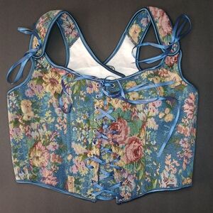 Scarlett Darkness Floral Lace-Up Corset Top